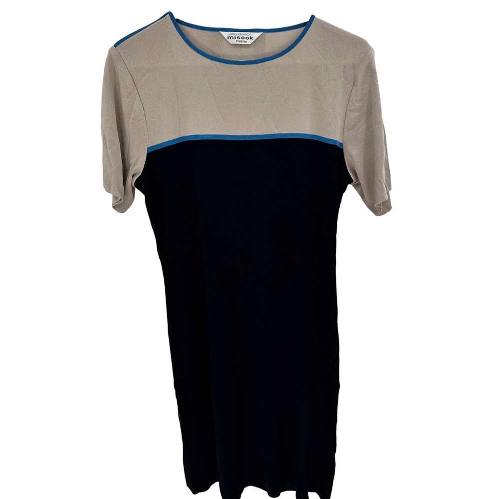 MISOOK Petite Colorblock Knit Dress Short Sleeve Crew Neck Casual